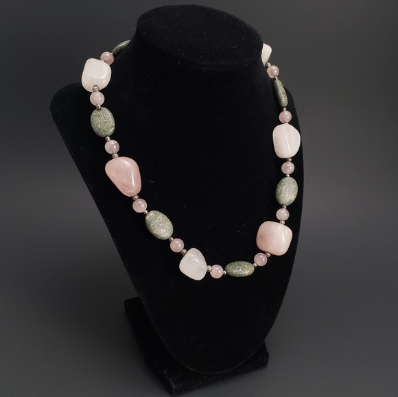 Jewelry - ROSE QUARTZ and Natural Stone Statement Necklace